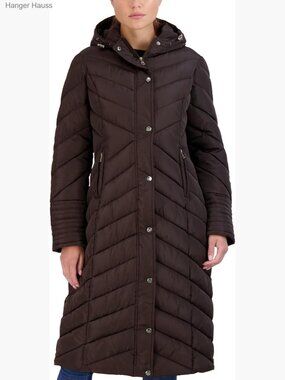 Long Quilted Puffer Parka Hooded Jacket Weather Resistant Maxi Coat
